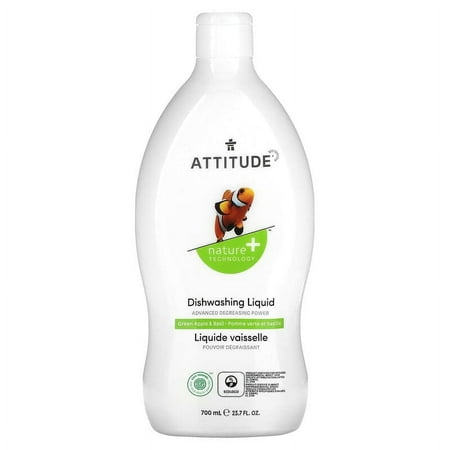 Attitude Sustainable Wellbeing Dish Soap, Green Apple & Basil, 23.7 Oz