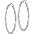 thumbnail image 2 of Sterling Silver Rhodium-Plated 3mm Polished/Satin Diamond-Cut Hoop Earrings (58 X 55) Made In Mexico qe4248, 2 of 5