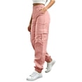 thumbnail image 2 of Samdudou Womens Cargo Pants High Waisted Joggers with Flap Pockets Elastic Cuffs Casual Solid Outdoor Hiking Athletic Trousers for Ladies and Teen Girls, 2 of 5
