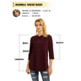 thumbnail image 4 of ZXSXSY Women Pleated Button Notch Neck 3/4 Sleeves Scoop Hem Plain Blouse, 4 of 11