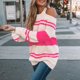 thumbnail image 4 of Suéteres para mujer Suéteres de otoño Cuello redondo Moda Manga larga Color a juego Suéter suelto Rayas Tops Blusa de punto Odeerbi  ODB-5, 4 of 5