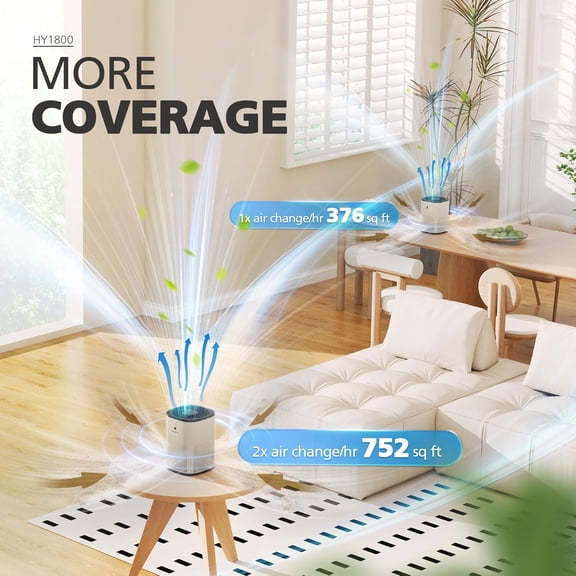 2 Pack Air Purifiers for Bedroom with True HEPA Filter for Smoke, Dust, Pollen, Pet Dander, Small Air Purifiers for Home Bedroom, Quiet Air Cleaner with 24dB Sleep Mode, White & Black