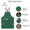 thumbnail image 3 of Chef Apron with Pockets, Cotton Canvas Apron for Kitchen Cooking Baking Artist Painting, Cross Back Work Aprons Green, 3 of 4