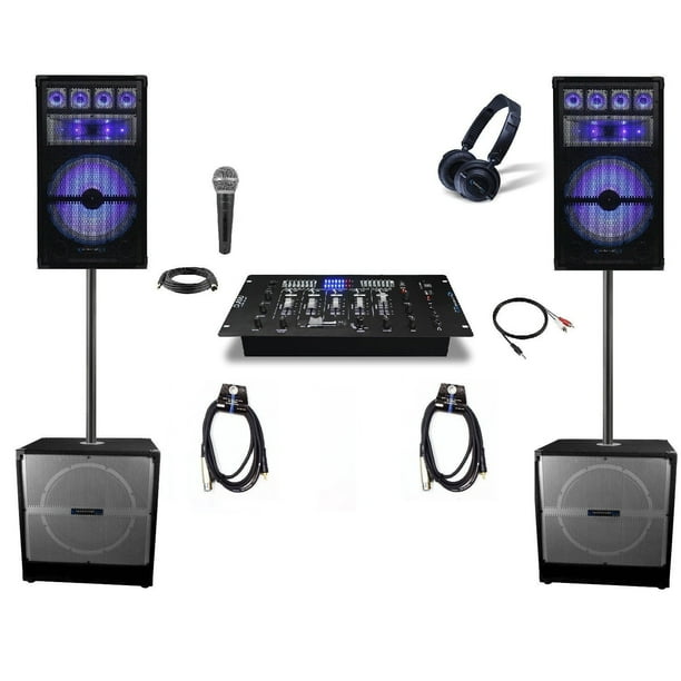 Professional DJ System Complete DJ System PA System 15" Speakers DJ RIG