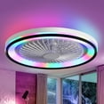 thumbnail image 1 of Sofucor 19-Inch Flush Mount Contemporary Ceiling Fan with LED Lights, Remote and App Control, 1 of 10