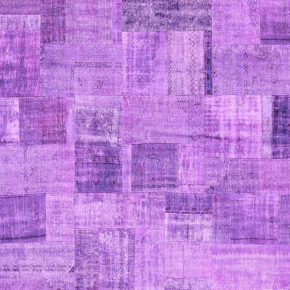 Ahgly Company Indoor Square Patchwork Purple Transitional Area Rugs, 4' Square