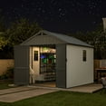 thumbnail image 4 of Patiowell 8' x 10' Plastic Outdoor Storage Shed with Light & Window & Lockable Doors for Garden, Backyard, Patio Use, Gray & White, 4 of 13