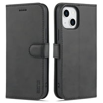 PU Leather Slim Case for iPhone 14 5G 2022 (6.1 inch), Allytech Card Slots Magnetic Closure and Stand Folio Wallet TPU Bumper Case for Apple iPhone 14, Black