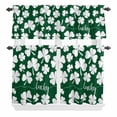 thumbnail image 2 of Kitchen Window Curtains Valance and Tier Set, St. Patrick's Day Shamrock Rod Pocket Tier Curtain Valance Set, White Lucky Leaves on Green Light Filtering Cafe Curtains for Bedroom Living Room, 2 of 9