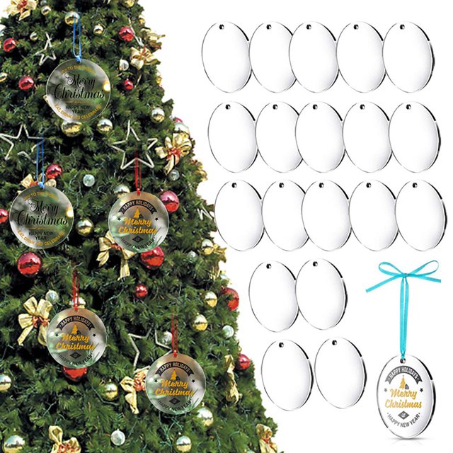 Llavero acrílico en blanco 48 llaveros de Navidad en blanco con 12 cintas (color aleatorio)