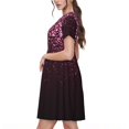 thumbnail image 2 of Fotbe Pink Glitter Sparkles A Vestido Largo de Moda para Mujer, Vestido Tipo Camiseta con Manga Corta y Estilo Casual a Rayas y Bloques de Color, 2 of 6