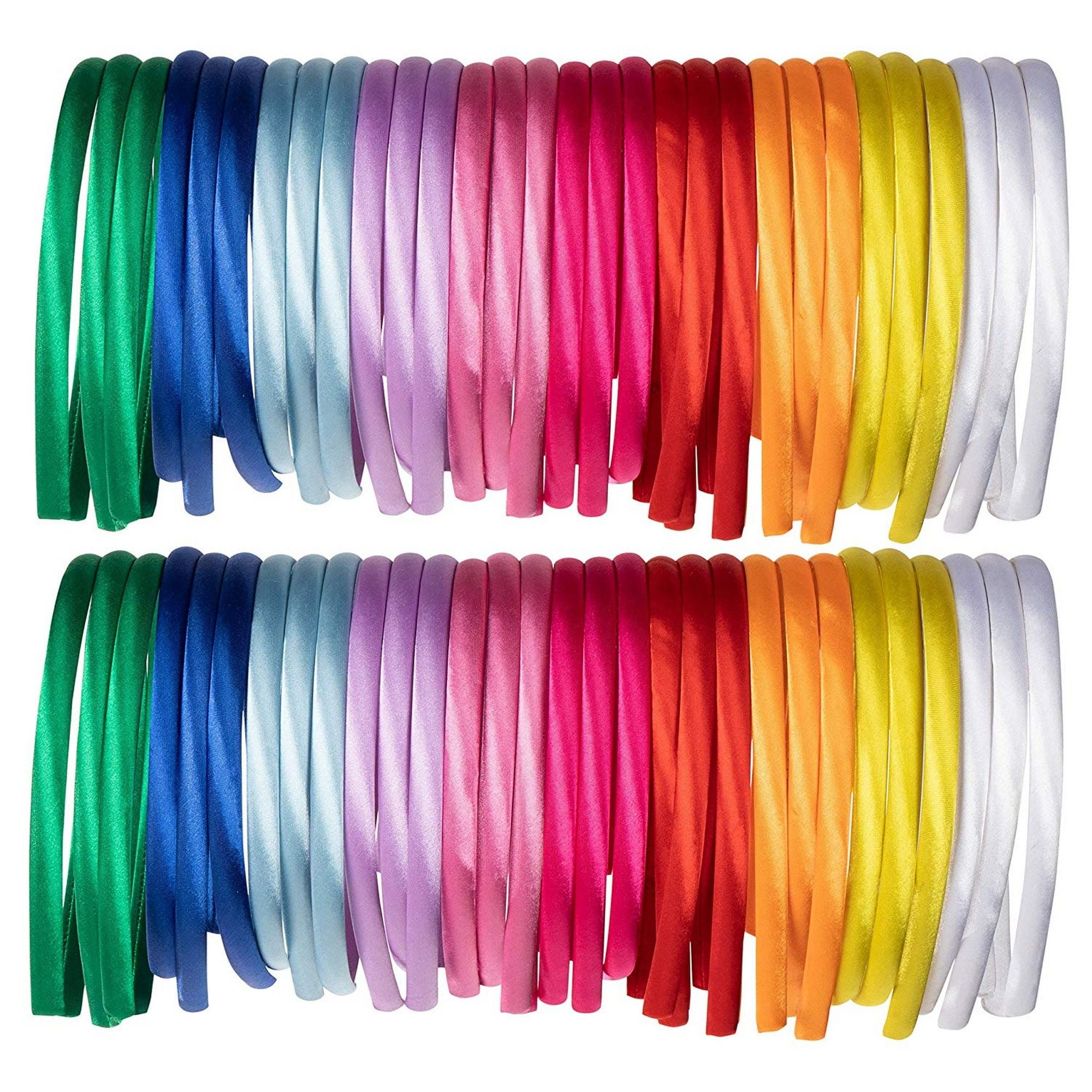 Genie Crafts - 60-Pack 10 Colors Plain Satin Headband  