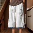 thumbnail image 2 of Migroa Men's Harem Capri Pants Drawstring Elastic Waist Wide Leg Baggy Cropped Trousers Loose Fit Yoga Beach Shorts Men's Casual Streetwear Pants Beige L, 2 of 7