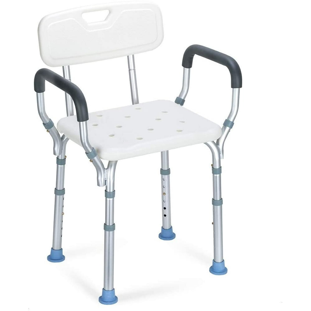 OasisSpace Heavy Duty Shower Chair with Back - Bathtub Chair with Arms