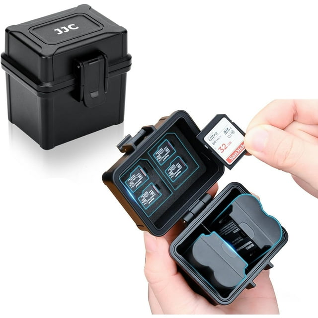 Funda portátil con batería y tarjeta de memoria JJC para Canon Nikon