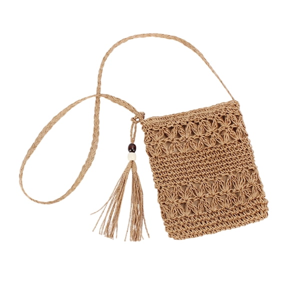 Woven Crossbody Bag,Small Wicker Purse for Women Summer,Handmade Rattan Straw Shoulder Bag for Beach Travel Shopping Daily Tote with Tassel Boho Handbag