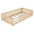 thumbnail image 4 of Montessori Floor Bed, Twin Size Bed Floor Bed with Safety Guardrails and Door, Solid Wood Bed Frame for Girls Boys Teens, 4 of 7