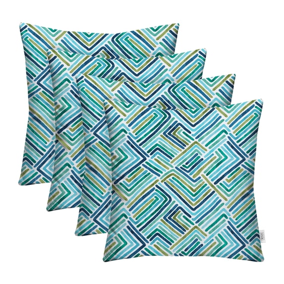 RSH Décor Indoor Outdoor Set of 4 Pillows, 17" x 17", Estie Ocean Blue