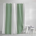 thumbnail image 4 of Shower Curtains for Bathroom-72"x72",Green White Striped Waterproof Bath Curtain Grommet Shower Curtain Set with Hooks, 4 of 9
