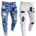 thumbnail image 4 of 2020 New Style Casual Mens Skinny Ripped Jeans Super Stretch Denim Distressed Slim Fit, 4 of 5