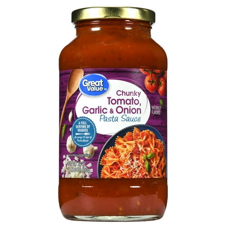 (4 Pack) Great Value Chunky Tomato Garlic & Onion Pasta Sauce, 24 (Best Low Sodium Pasta Sauce)