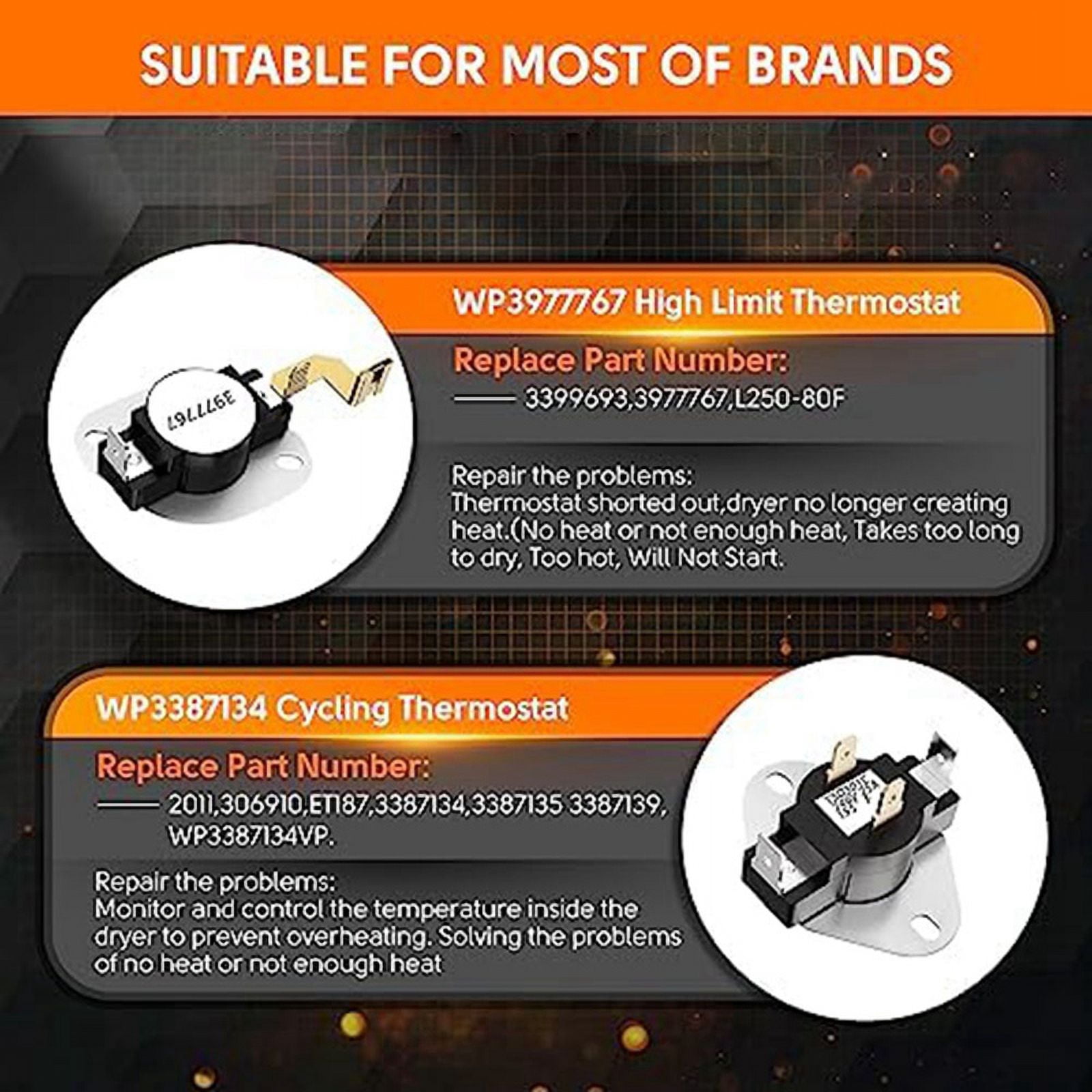 279838 Dryer Heating Elements Parts - Upgraded Dryer Heating Elements Kits Compatible Replaces W10724237 2406026 3403585