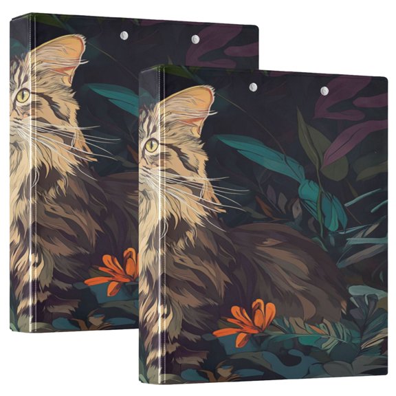 WOBOGO Watercolor Hawksbill Cat File Folders Extra Large Capacity to Hold 200 Sheets of Documents Hard Shell Ring Binder for School Home Office