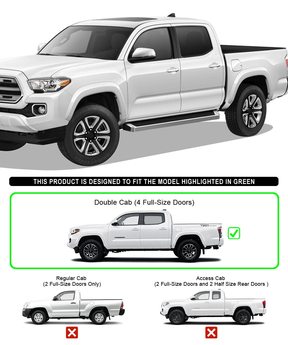 APS Running Boards Style Compatible with Toyota Tacoma 2005-2023 Double Crew Cab (Nerf Bars Side Steps Side Bars)