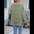 thumbnail image 4 of Sudadera Holgada Informal de Larga con Cuello Redondo y Bloques de Color para Mujer Verde Caqui M, 4 of 9