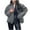 *Gray, variant on ClodeEU Womens Bomber Jacket,Button Down Jackets with Pockets,Fall Stand Collar Loose Coat Tops Gray,Womens Plus M