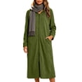 thumbnail image 4 of Womens Winter Long Dresses Full Zipper Hooded Solid Color Trendy Comfy Dress with Pockets Green M, 4 of 7