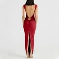 thumbnail image 4 of Women's Sexy Neon Asymmetrical Spaghetti Strap Dress Deep V-Neck Sleeveless Bodycon Midi Club Dress, 4 of 6