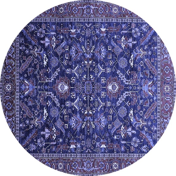 Ahgly Company Indoor Round Oriental Blue Industrial Area Rugs, 5' Round