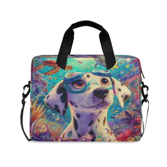 16inch Laptop Briefcase, Business Laptop Bag with Detachable Strap & Padded Compartment, Water-Resistant Polyester,A Cute Dalmatian Puppy