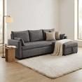 thumbnail image 5 of Leumius L Shaped Corduroy Sectional Sofa, 3 Seater Convertible Sofa Bed with Pull Out Bed & Storage Chaise, Sleeper Sofa Couch Bed for Small Living Room, Apartment, Office,Dark Gray, 5 of 13