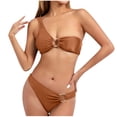 thumbnail image 1 of HKEJIAOI O Ring High Cut Two Piece Swimsuit Solid Backless Bathing Suits Gold M, 1 of 6