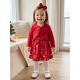 thumbnail image 6 of RUINIXCW Toddler Baby Girl Christmas Dress and Cardigan Set Xmas Outfit Infant Baby Girls Fall Winter Sleeveless Tank Dress Long Sleeve Cardigan Headband, 6 of 9