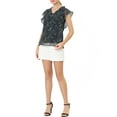 thumbnail image 3 of INSPIRE CHIC Women's Ruffle Floral Casual V Neck Cap Sleeve Summer Tops M Black-B, 3 of 8