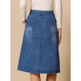 thumbnail image 4 of DARING DIVA Women's A-Line Button Front High Waist Midi Denim Skirts XL Blue, 4 of 6