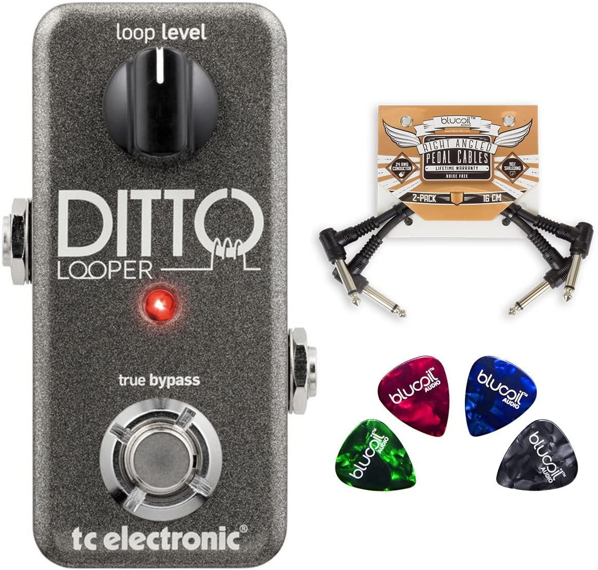 TC Electronic Ditto Looper Effects Pedal with Blucoil Patch Cables and