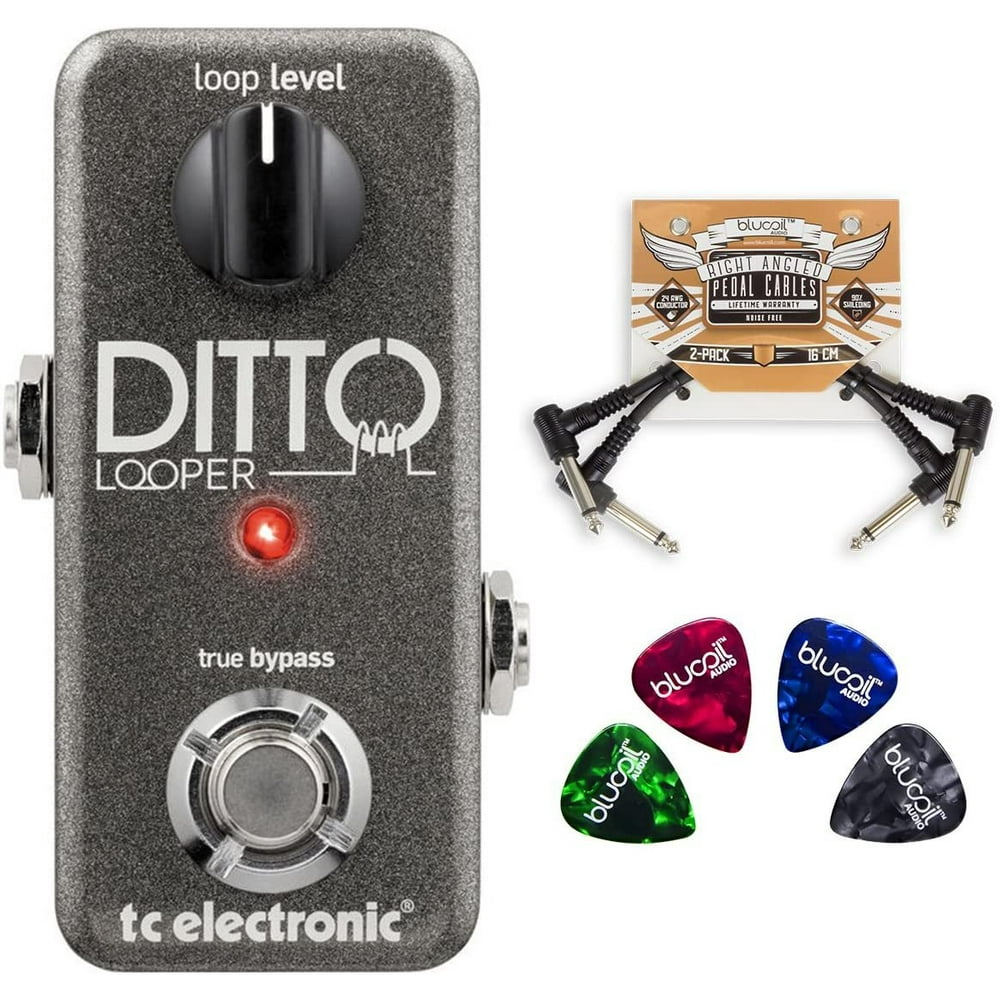 TC Electronic Ditto Looper Effects Pedal with Blucoil Patch Cables and