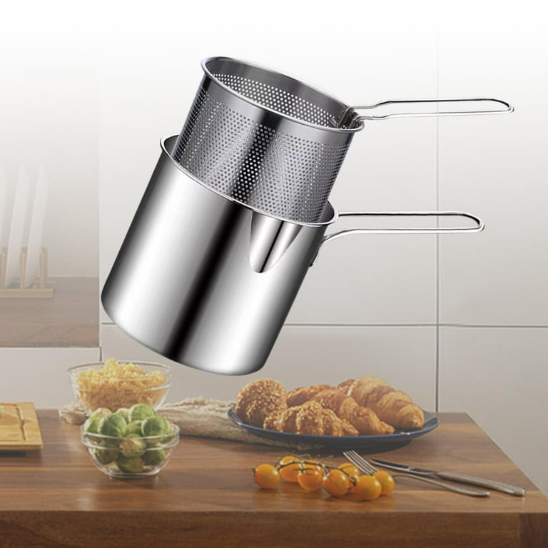 Stainless Steel Deep Fryer Pot with Basket Detachable for Dried Fish Outdoor