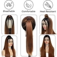 thumbnail image 4 of Peluca de encaje sintético para mujer, pelo liso largo marrón degradado, sin pegamento, 360, 13x4, marrón, 360, 4 of 4