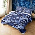 thumbnail image 3 of Manfei Farmhouse Camouflage Twin Quilt Set, Mid Century Camo Twin Coverlet Set, Steel Blue, 2-Piece, 1 Bedspread and 1 Pillowcase, 3 of 7