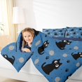 thumbnail image 5 of Manfei Cartoon Cat Twin Bedding, Kitten Paw Print Bedding Comforter Set, Deep Blue, Blue Reversible, 7 Pieces, 5 of 6