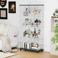 thumbnail image 2 of 4 Tier Glass Display Cabinet, Double Door Glass Cabinet with Two Locks, Floor Standing Storage Cabinet with 6 Acrylic Shelves for Living Room, Bedroom and Office, 2 of 9