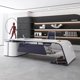 thumbnail image 5 of Luxury Console Conference Office Desks Storage Reception L Shaped Wooden Shelf Study Corner Mesa Escritorio Office Accessories My Lux Decor Round, 5 of 9