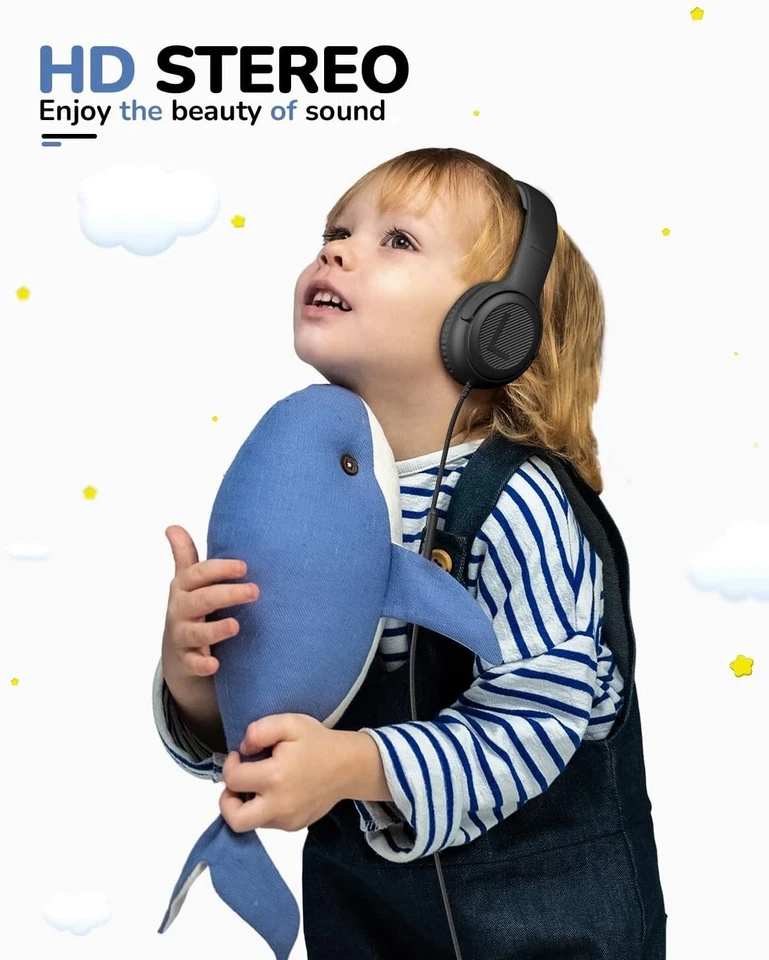 RHEA- Kids Headphones Wired Toddler Headphones With Microphone, Over-Ear Headphones, 8