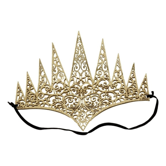 Dark Princess Royal Crown Costume (Gold, 9.5 in Long x 8 in Tall) Gothic Flat Headband Wrap