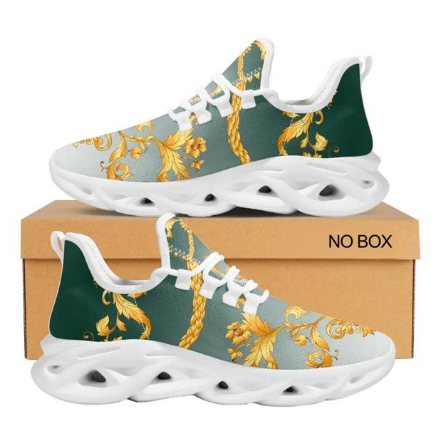 Zapatos de lujo para mujer, zapatillas con diseño floral dorado y cordones, planos para parejas, nuevos zapatos negros , Dropshipping